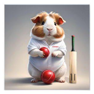 Bereit für das Pitch, Meerschweinchen Kricketer Fotodruck