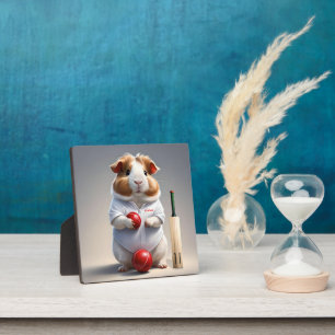 Bereit für das Pitch, Meerschweinchen Kricketer Fotoplatte