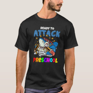Bereit für den Angriff auf Pre-K Boys Shark zurück T-Shirt