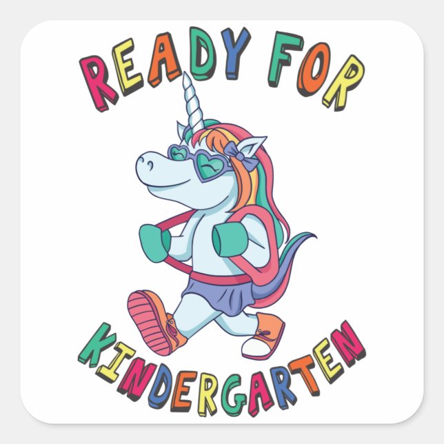 Bereit für den Kindergarten Quadratischer Aufkleber (Vorderseite)