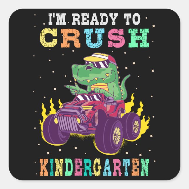 Bereit für den Kindergarten Quadratischer Aufkleber (Vorderseite)