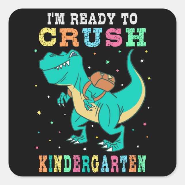 Bereit für den Kindergarten Quadratischer Aufkleber (Vorderseite)