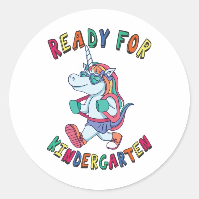 Bereit für den Kindergarten Runder Aufkleber (Vorderseite)