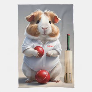 Bereit für den Pitch: Guinea im Cricket Gear, Geschirrtuch