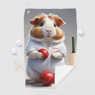 Bereit für den Pitch: Guinea im Cricket Gear, Golfhandtuch