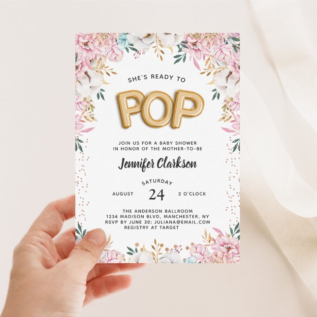 "Bereit für den Pop" Blumenjungen-Balloons Einladung (Von Creator hochgeladen)