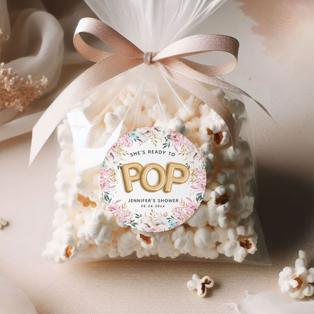 "Bereit für den Pop" Blumenjungen-Balloons Runder Aufkleber (Von Creator hochgeladen)