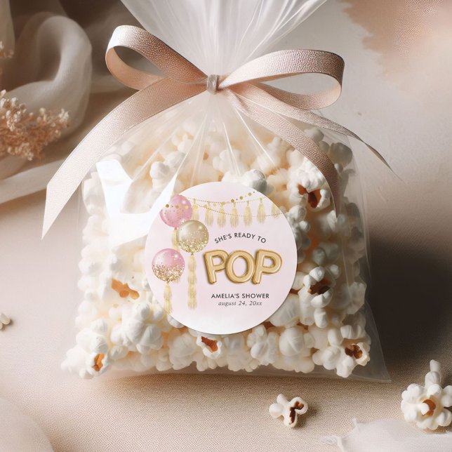 "Bereit für den Pop" Blumenjungen-Balloons Runder Aufkleber (Von Creator hochgeladen)