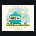 Bereit für den Pop Ice Pop Truck Boy Babydusche Poster<br><div class="desc">Kinderdusche zum Thema Ice-Pop mit einem Wohnmobil mit blauem Pop,  Kakteen neben dem Wohnmobil und Babykleidung,  die an der Wäscheleine hängt.</div>
