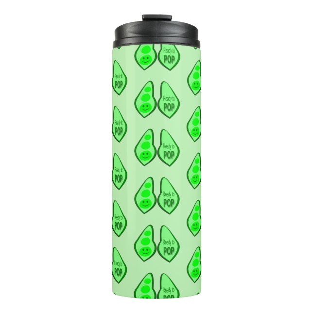 Bereit für den Pop Schwangere Grüne Erbse Thermosbecher (Vorderseite)