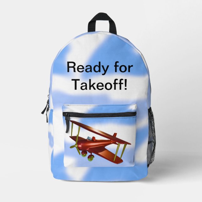 Bereit für den Start des Red Bi-Flugzeug im Base Bedruckter Rucksack (Vorderseite)