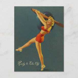 Bereit für den Start von PinUp Postkarte