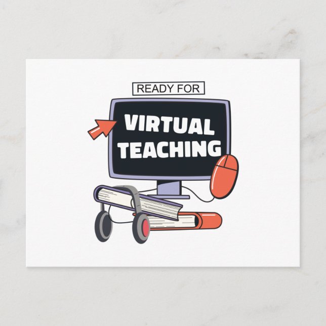 Bereit für den virtuellen Unterricht Postkarte (Vorderseite)