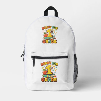 Bereit für die 1. Klasse Retro-Apfel-Buch Erster S Bedruckter Rucksack