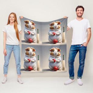 Bereit für die Pitch, Guinea Schweinekricketer Fleecedecke