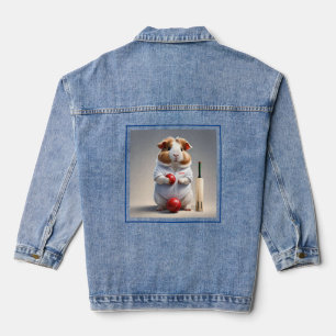 Bereit für die Pitch, Guinea Schweinekricketer Jeansjacke