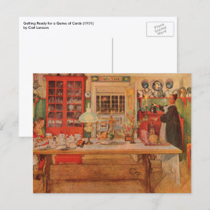 Bereit für ein Kartenspiel von Carl Larsson Postkarte