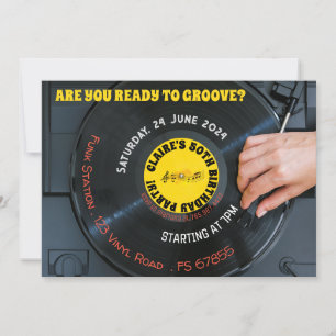 Bereit für Groove Retro Music Vinyl 60er 70er Einladung
