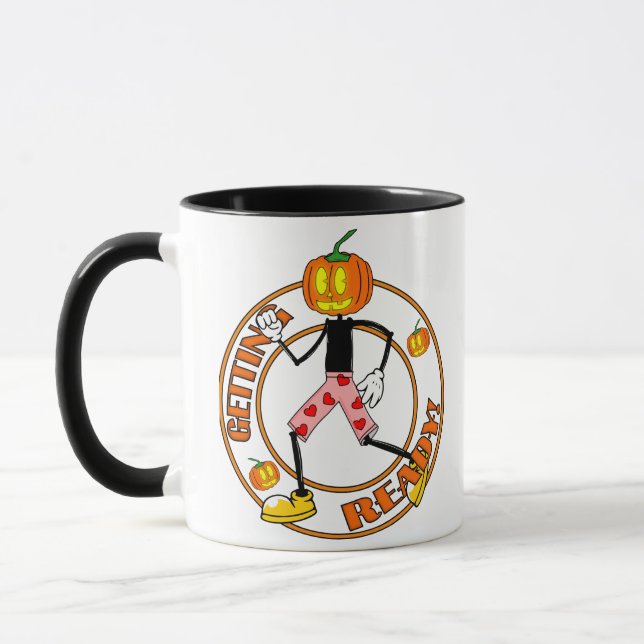 Bereit für Halloween Pumpkin Retro Jack-O-Lantern Tasse (Links)