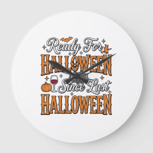 Bereit für Halloween Vintage Gravur Shirt Design Große Wanduhr