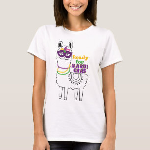 Bereit für Mardi Gras niedliche Lamellenmaske T-Shirt