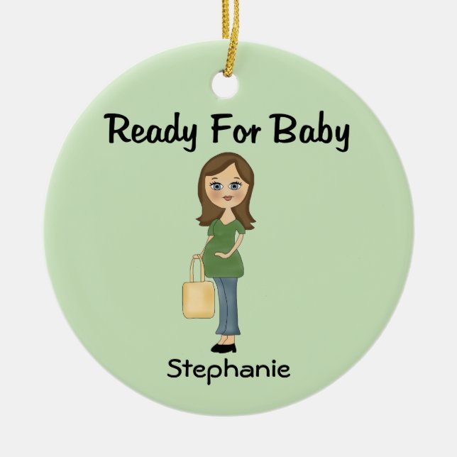 Bereit für Personalisiertes Baby-Ornament Keramikornament (Vorne)