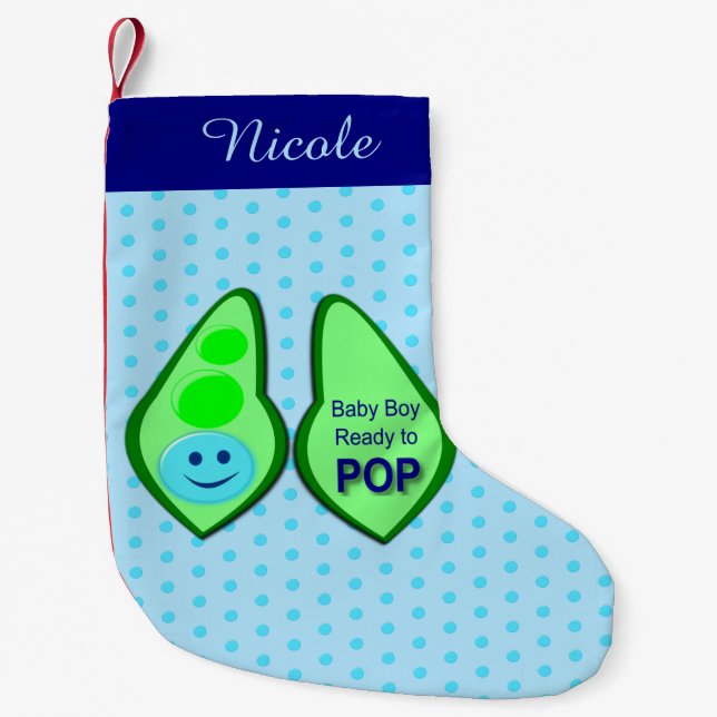 Bereit für Pop Baby Boy Blue Pea Custom Kleiner Weihnachtsstrumpf (Vorderseite)