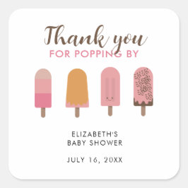 Bereit für Pop Baby Dusche Vielen Dank Quadratischer Aufkleber