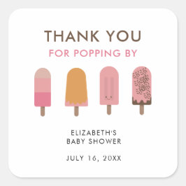 Bereit für Pop Baby Dusche Vielen Dank Quadratischer Aufkleber