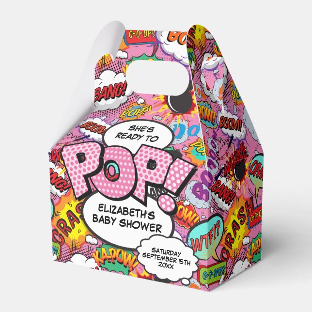 Bereit für Pop Babydusche Rosa Comic Buch Geschenkschachtel (Vorderseite)