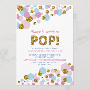 Bereit für Pop Gender Reveal Baby Shower Gold Einl Einladung