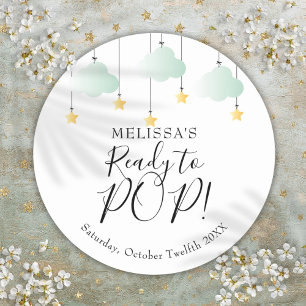 Bereit für POP Zwinkern Zwinkern Baby Shower Runder Aufkleber