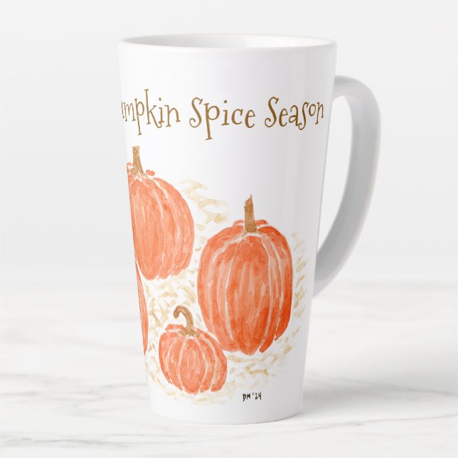 Bereit für Pumpkin Gewürzsaison Wasserfarbenkürbis Milchtasse (Rechte Ecke)