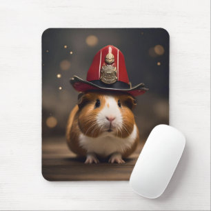 Bereit: Guinea Pig in einem Fireman-Hut, Mousepad