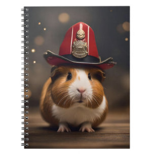 Bereit: Guinea Pig in einem Fireman-Hut, Notizblock