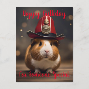 Bereit: Guinea Pig in einem Fireman-Hut, Postkarte