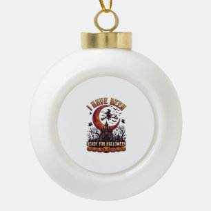 Bereit Halloween Hexen Schloss Mond_1 Keramik Kugel-Ornament