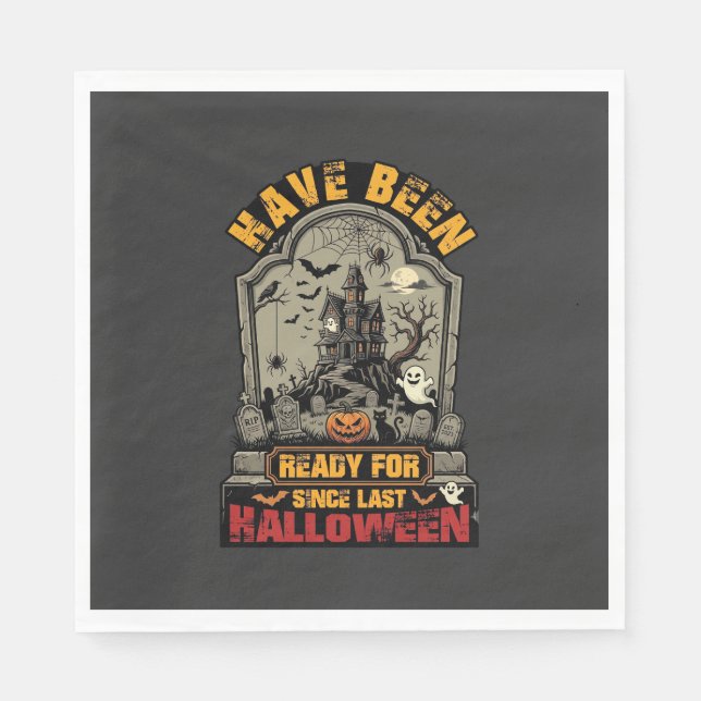 Bereit Halloween Spukhaus Grabstein Serviette (Vorderseite)
