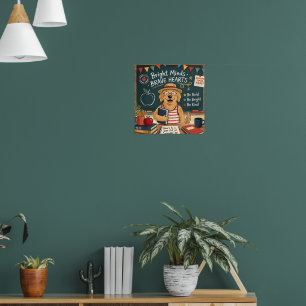 Bereit Los Lernen Süßer Lehrer Hund Zurück zur Sch Poster
