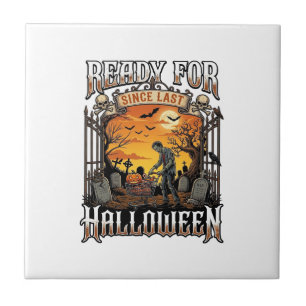 Bereit seit letztem Halloween Zombie-Einkaufswagen Fliese