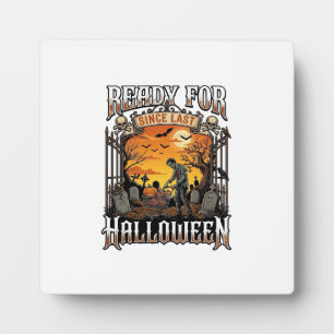 Bereit seit letztem Halloween Zombie-Einkaufswagen Fotoplatte