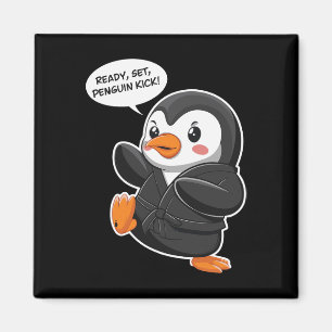 Bereit Set Pinguin Kick Martial Art Karate Niedlic Magnet