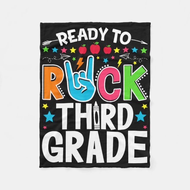 Bereit, Third Grade Rock zu machen Lustiger erster Fleecedecke (Vorderseite)