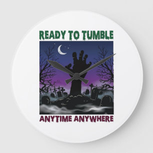 Bereit Tumble Zombie Hand Halloween Friedhof Mond_ Große Wanduhr