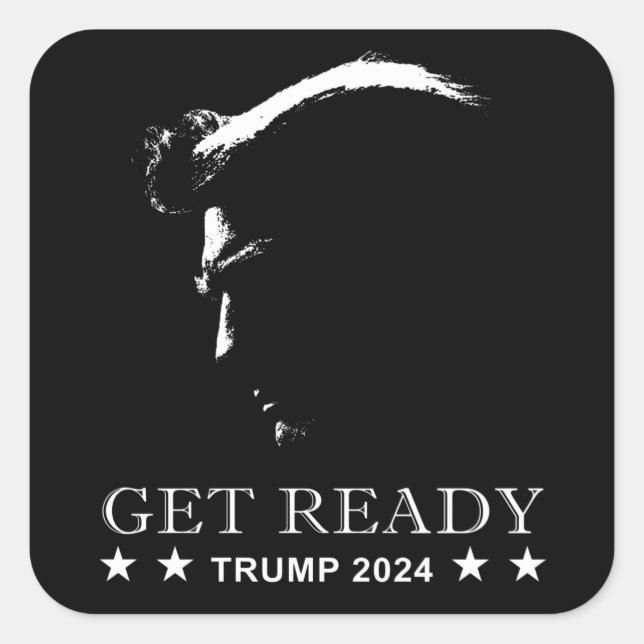 Bereit: USA Donald Trump 2024 Quadratischer Aufkleber (Vorderseite)