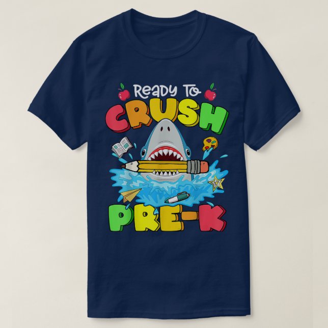 Bereit, vorkahliges Hai wieder in die Schule zu br T-Shirt (Design vorne)
