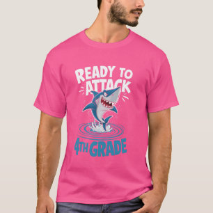 Bereit zum Angriff 4. Klasse lustiger Hai T-Shirt