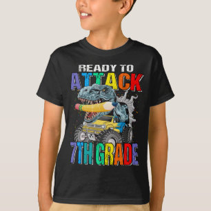 Bereit zum Angriff 7. Klasse Monster Truck Dinosau T-Shirt