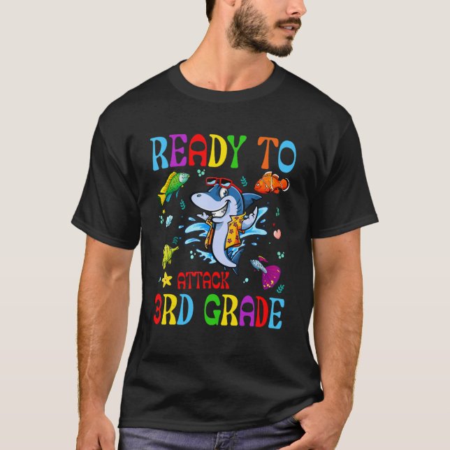 Bereit zum Angriff der 3. Klasse Funny Hai Sonnenb T-Shirt (Vorderseite)
