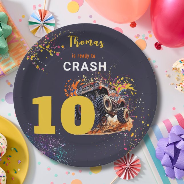 Bereit zum Crash Monster LKW dunklen Geburtstag Pappteller (Von Creator hochgeladen)
